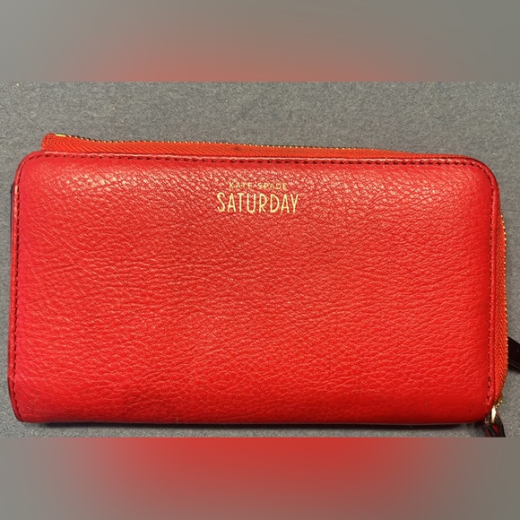 kate spade | Bags | Red Kate Spade Saturday Wallet With Wrist Strap ...